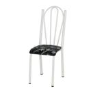 Cadeira Tubular Branca 021 Assento Preto Florido