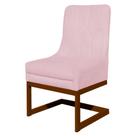 Cadeira Valentina Para Cozinha Base Cobre Suede Rosa Bebe - Vallisa Decor