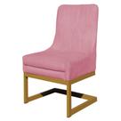 Cadeira Valentina Para Cozinha Base Dourada Suede Rosa - Belliv Decor