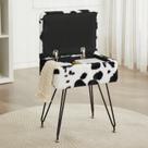 Cadeira Vanity Stool Leesingdo Faux Fur Ottoman com armazenamento