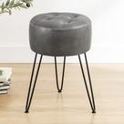 Cadeira Vanity Stool LUE BONA Faux Leather Cinza 48 cm de altura
