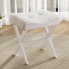 Cadeira Vanity Stool Memobarco 46 cm com pernas em X de metal branca