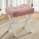 Cadeira Vanity Stool Memobarco 46 cm com tecido rosa X-Legs de metal