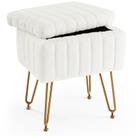 Cadeira Vanity Stool Sweetcrispy com armazenamento de pele sintética branca