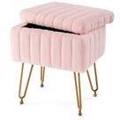 Cadeira Vanity Stool Sweetcrispy com armazenamento de pele sintética rosa