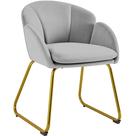 Cadeira Yaheetech Flower Shape Velvet Poltrona Cinza