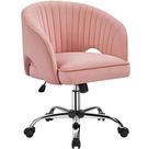 Cadeira Yaheetech Pink Velvet Swivel Rolling Office