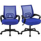 Cadeiras de Escritório Yaheetech 2 Unidades Ajustáveis com Tela Azul Cadeiras de Escritório Yaheetech 2 Unidades Ajustáveis com Tela Azul