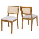 Cadeiras de Jantar de Madeira Maciça com Encosto em Tela Rattan e Assento Estofado Kit 2 Unidades