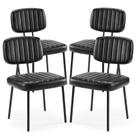 Cadeiras de jantar Sweetcrispy, conjunto de 4 estofados em material sintético preto
