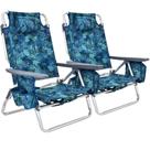 Cadeiras de praia GYMAX Cadeira de acampamento dobrável Blue Leaves com bolsa térmica