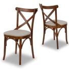Cadeiras Estofadas com Encosto em X Prime Wood Cor Pinhão (Kit 2 Cadeiras)