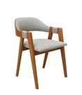 Cadeiras Perola em Linho Madeira Wj Decor Cor Cinza