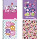 Caderno 01X1 Capa Dura SHOW Feminino 80 Folhas - Pacote com 4 Unidades