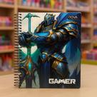 Caderno 15 Matérias Gamer 240 Folhas Capa Dura Espiral C/ Adesivo Estampas Sortidas