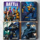 Caderno 20 Matérias Gamer Espiral 320 Folhas Capa Dura Estampas Sortidas