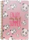 Caderno A5 Espiral com Capa Pp Coleção Bloom - Enjoy Every Day of Summer - Panda + Pink Miolo. Bee Unique