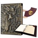 Caderno Ancient Deer DND, fichário recarregável, couro, 3D, vintage