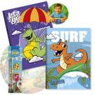 Caderno Brochura Capa Dura Grande Dinossauros 2un 80 fls com Pauta e Kit Escolar Dino com Lápis Borracha Apontador Caderno Brochura Capa Dura Grande Dinossauros 2un 80 fls com Pauta e Kit Escolar Dino com Lápis Borracha Apontador