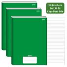 Caderno Brochurão Kit 3un 96fls Stiff Capa Dura Verde Jandaia Escolar Infantil Brochura Ensino Fundamental