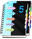 Caderno CAGIE 5, assunto, 220 páginas, A5 com divisórias, 6 x 8 polegadas, preto