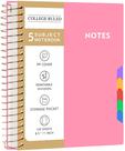 Caderno CAGIE 5 Subject College Ruled com abas removíveis rosa