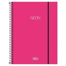 Caderno capa plástica universitário 1x1 Neon Pink 80 Fls - Tilibra