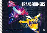 Caderno Cartografia Desenho Transformers Capa Dura Adesivos