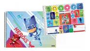 Caderno Cartografia E Desenho Pj Masks Capa Dura C/ Adesivos