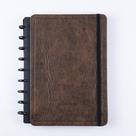Caderno Couro Brown Disco Reposicionável Médio M Capa Dura