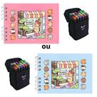 Caderno De Colorir Bobbie Goods + Kit De 24 Canetinhas Marca Texto Paginas Exclusivas Para Pintar