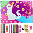 Caderno De Desenho Artes Espiral S/ Pauta Menina+ Acessórios