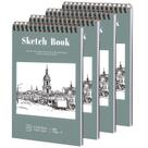 Caderno de esboços Prudiut Small, pacote com 4, 14 x 21 cm, 100 g/m2, 30 folhas