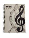 Caderno de Musica Grande 80 Folhas Pentagrama Capa Dura Music Is Life