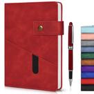 Caderno Diário Vermelho A5 - Couro Forrado, 200 Páginas