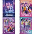 Caderno Espiral 1/4 Capa Dura Guerreiras do K-POP 80 Folhas (pacote com 4)