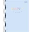 Caderno Espiral Capa Dura Colegial 1 Matéria Happy 80 Folhas - Azul 2025