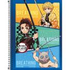 Caderno Espiral Capa Dura Universitário 10 Matérias Demon Slayer 160 Folhas - 3Personagen Amarelo Verde Azul