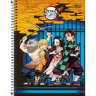 Caderno Espiral Capa Dura Universitário 10 Matérias Demon Slayer 160 Folhas - Nuvem Amarela E Fundo Azul