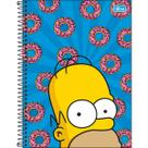 Caderno Espiral Capa Dura Universitário 10 Matérias Simpsons 160 Folhas - Homer - Fundo Azul