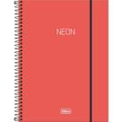 Caderno Espiral Capa Plástica Universitário 1 Matéria Neon 80 Folhas Laranja Neon