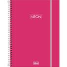 Caderno Espiral Capa Plástica Universitário 1 Matéria Neon Fit Feminino 80 Folhas - Capa Pink