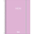 Caderno Espiral Capa Plástica Universitário 1 Matéria Neon Fit Feminino 80 Folhas - Capa Rosa Claro