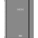 Caderno Espiral Capa Plástica Universitário 1 Matéria Neon Fit Masculino 160 Folhas - Capa Cinza