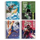 Caderno Espiral Jandaia Universitário Capa Dura Sport 12 Matérias 192 Folhas - Embalagem com 4 Unidades (Sortidos)