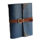 Caderno Feito à Mão Couro Flexível A5 200 Folhas (Azul)
