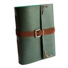 Caderno Feito à Mão Couro Flexível A5 200 Folhas (Verde)