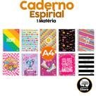 Caderno Feminino 1 Matéria Espiral Arame Capa Dura Jovem Decorado
