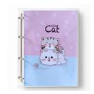 Caderno Fichário Argolado Pasta Organizadora 4 Argolas Cat Lover Transparente Fechamento com Botão