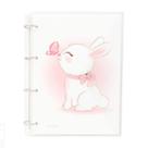 Caderno Fichário Argolado Pasta Organizadora 4 Argolas Coelho Cute Transparente Fechamento c/ Botão